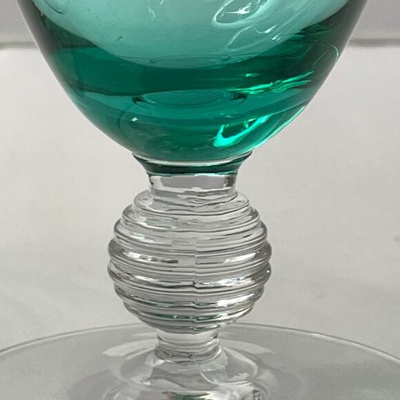 Pair Aqua Drinking‎ Glasses with Bubble Stem EUC Footed Tumbler - Picture 5 of 9